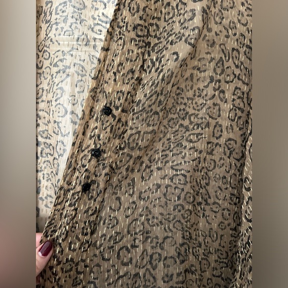 Stunning sheer leopard Z and L Europe free people anthro spell throw caftan top - Picture 3 of 4